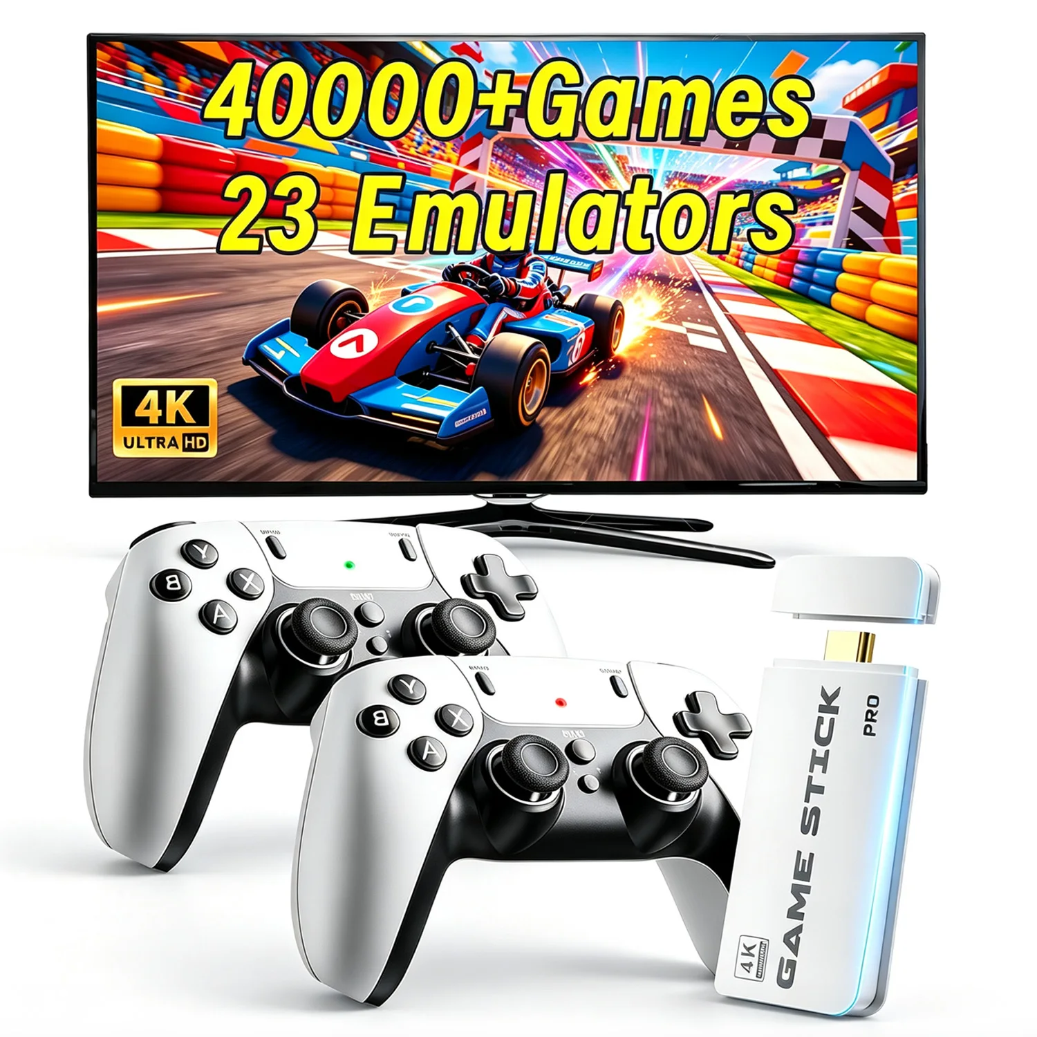 Retro Gaming N64 - M15 レトロゲームスティック：4K HDMI出力、64GB内蔵、40000種類以上のクラシックゲーム、2.4Gワイヤレスコントローラー、マルチエミュレーター搭載の携帯ゲーム機。
