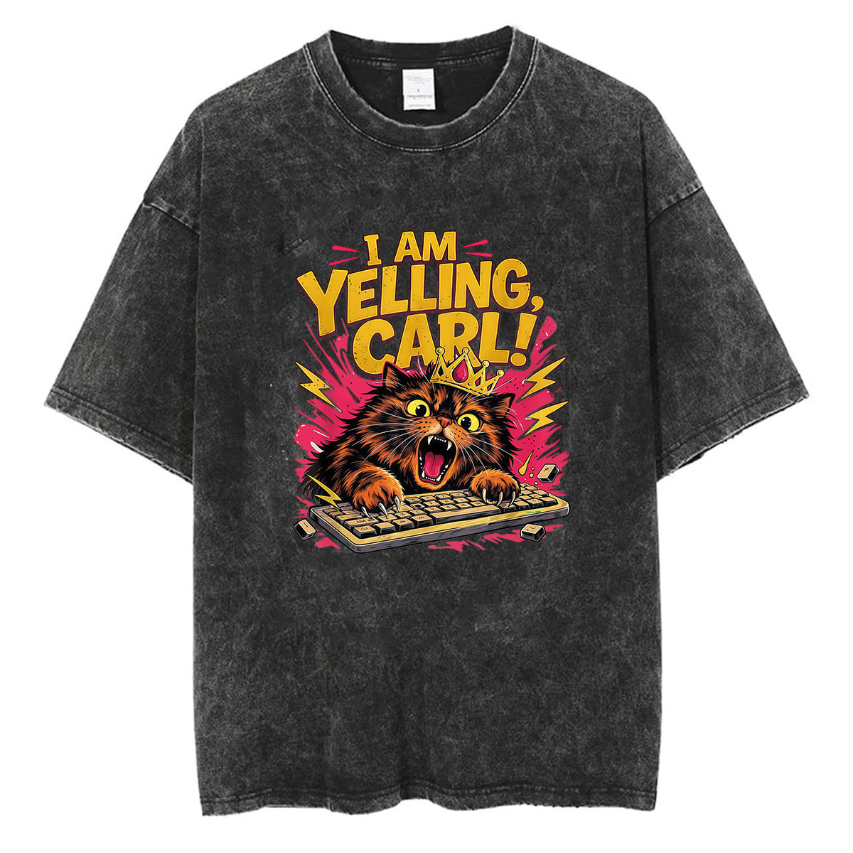 Retro Gaming T Shirt - I Am Yelling Carl ダンジョンクローラーカール ヴィンテージウォッシュTシャツ